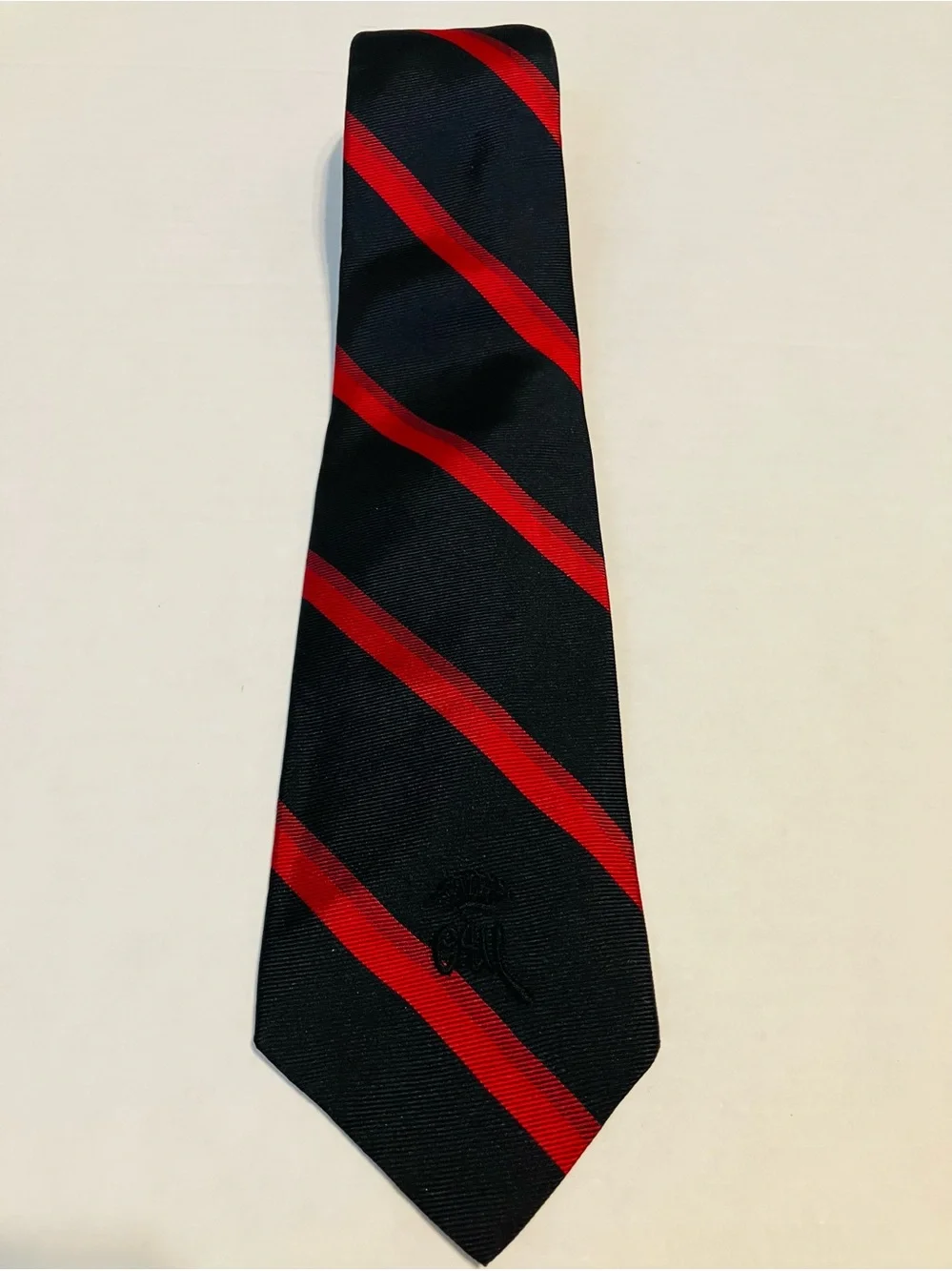 Countess Mara Vintage Silk Repp Tie Black and Red Striped